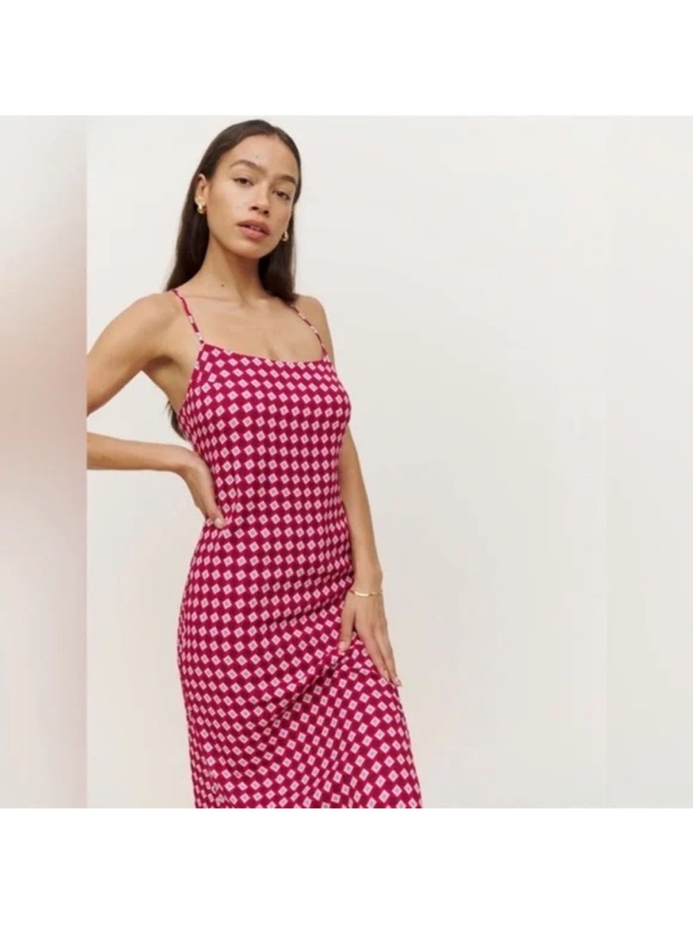 Reformation Dover Dress Red Geometric Print